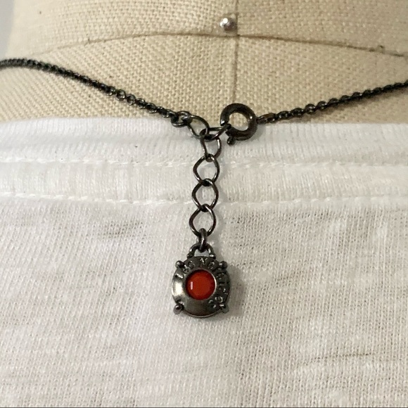 RARE Les Néréides Gunmetal Red Stone Necklace - Picture 6 of 7